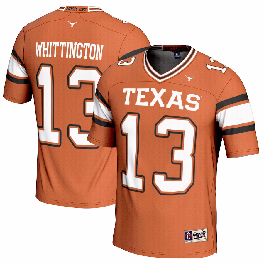 Jordan Whittington Texas Longhorns GameDay Greats Youth NIL Player Football Jersey - Texas Orange - Puhuasuan
