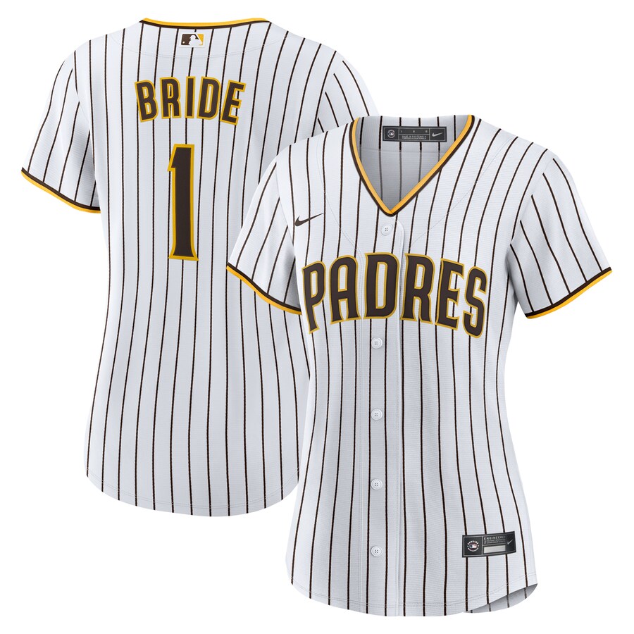 Women's San Diego Padres Nike White #1 Bride Home Replica Jersey - Puhuasuan