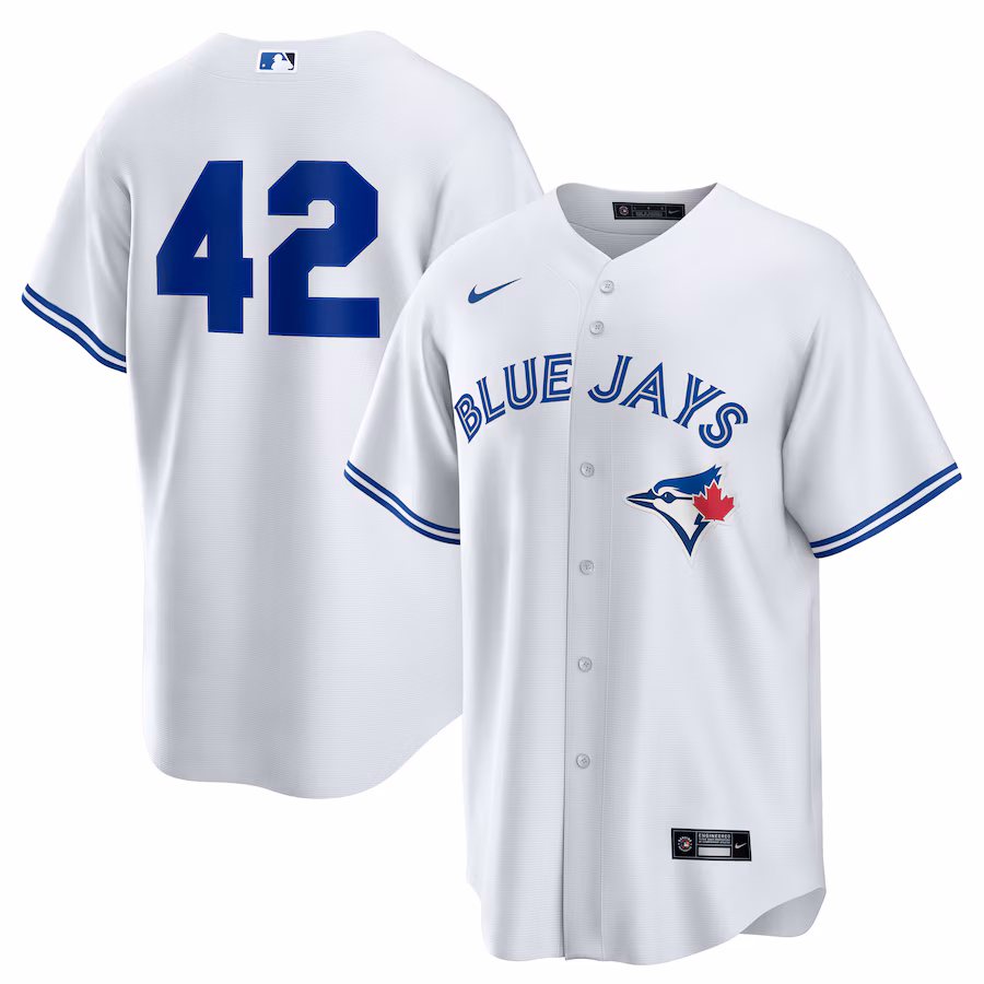 Men's Toronto Blue Jays Nike White Home 2025 Jackie Robinson Day Replica Jersey - Puhuasuan