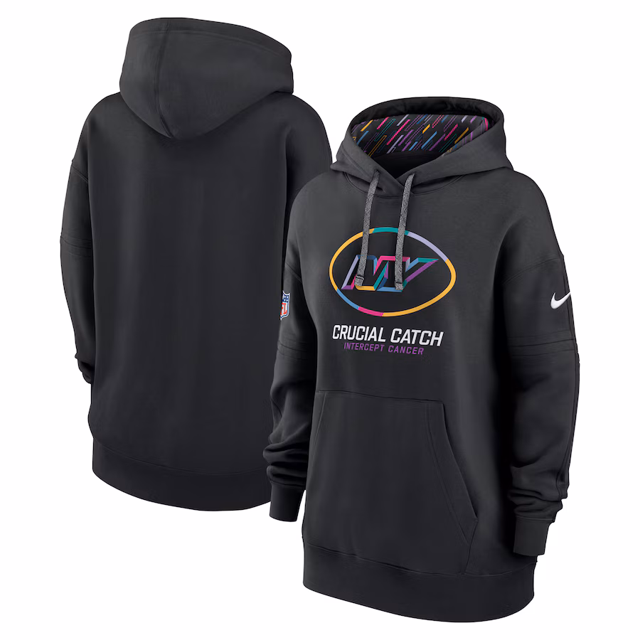 Women's New York Jets  Nike Black 2024 NFL Crucial Catch Club Pullover Hoodie - Puhuasuan
