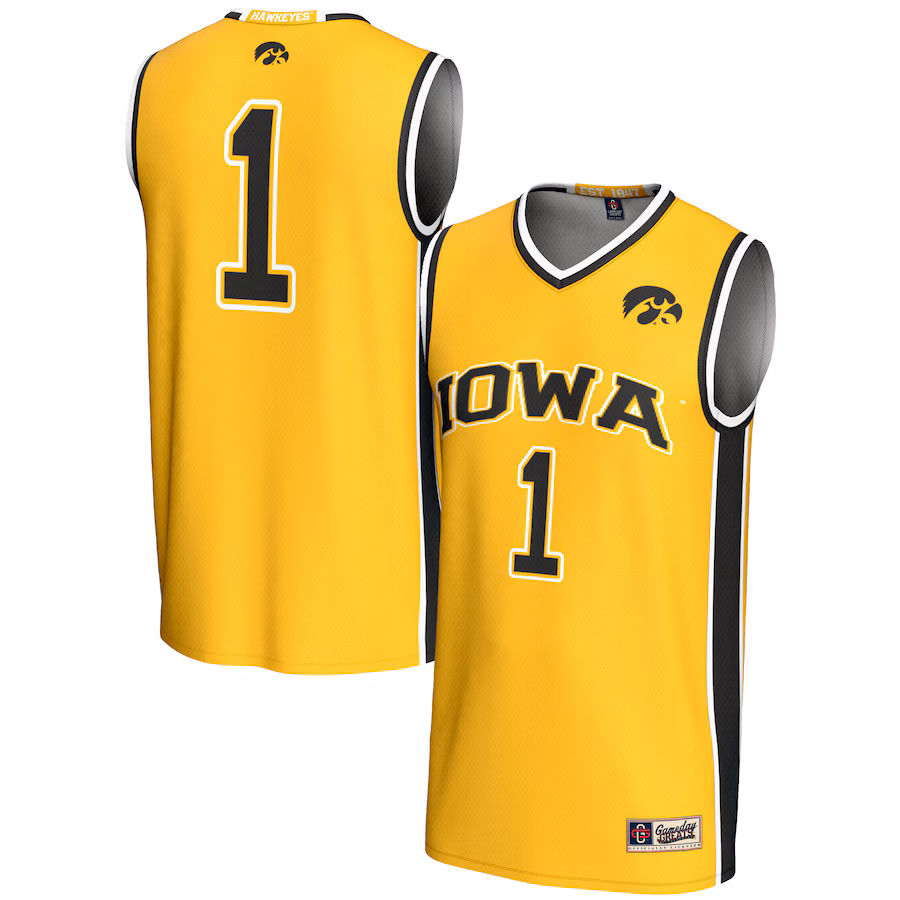 Youth GameDay Greats #1 Gold Iowa Hawkeyes Lightweight Basketball Jersey - Puhuasuan