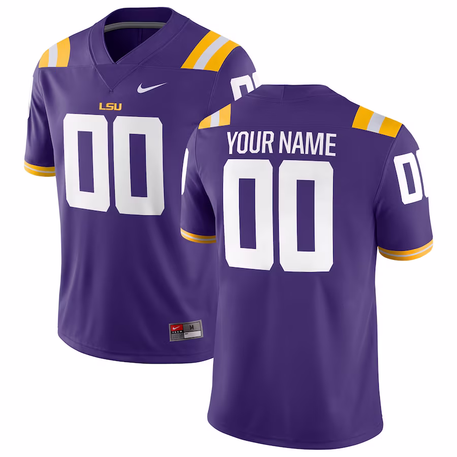 LSU Tigers Nike Football Custom Game Jersey - Purple - Puhuasuan