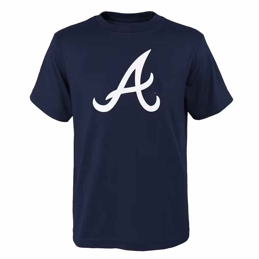 Youth Atlanta Braves Navy Logo Primary Team T-Shirt - Puhuasuan