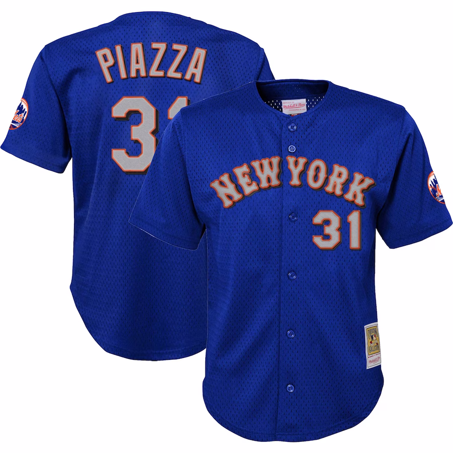 Youth New York Mets Mike Piazza Mitchell & Ness Royal Cooperstown Collection Mesh Batting Practice Jersey - Puhuasuan