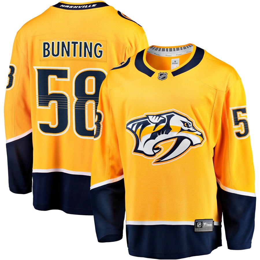Men's Nashville Predators Michael Bunting Fanatics Gold Home Breakaway Jersey - Puhuasuan