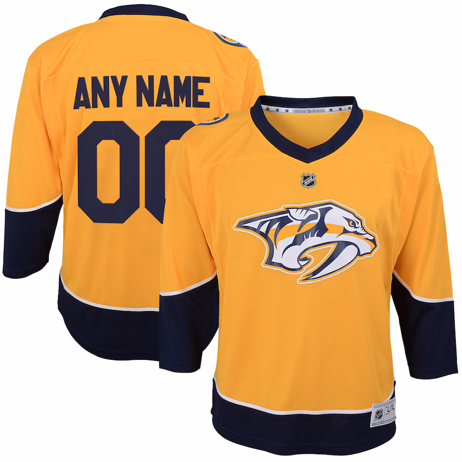 Youth Nashville Predators Gold Home Replica Custom Jersey - Puhuasuan