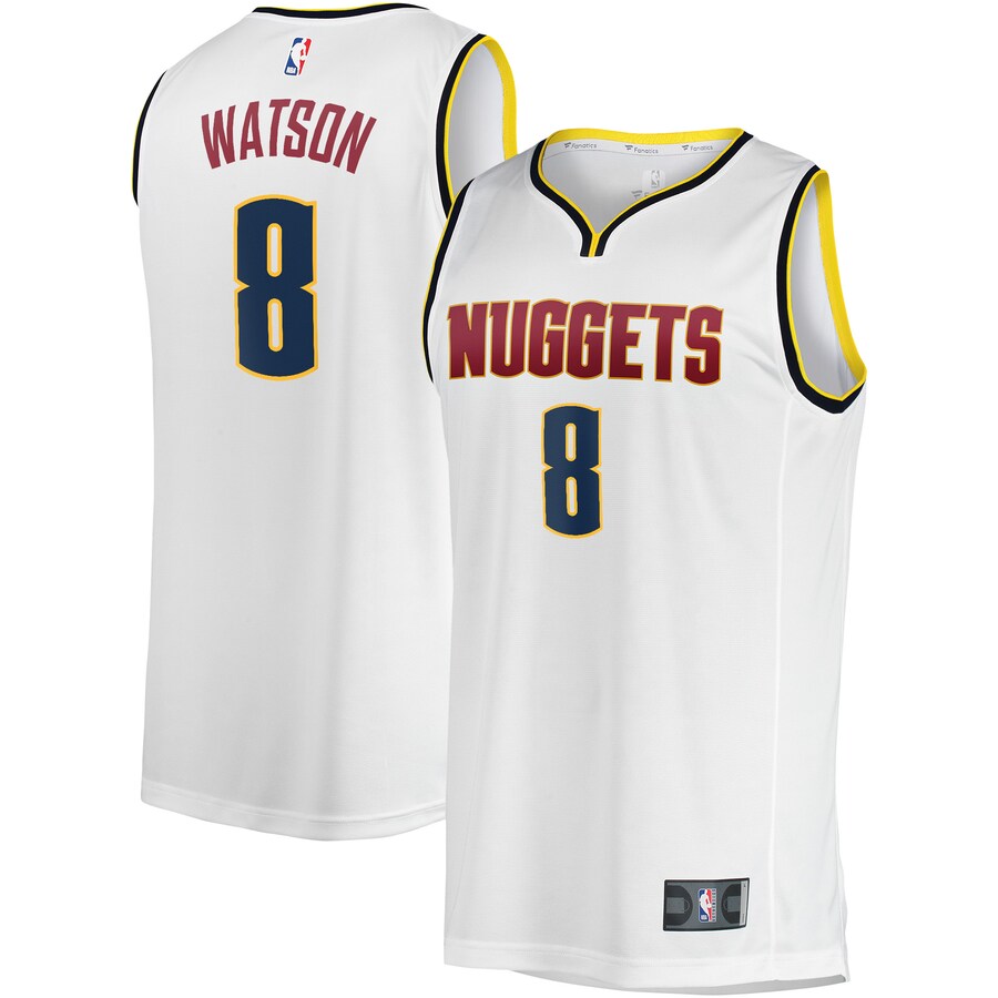 Men's Denver Nuggets Peyton Watson Fanatics White Fast Break Player Jersey - Association Edition - Puhuasuan