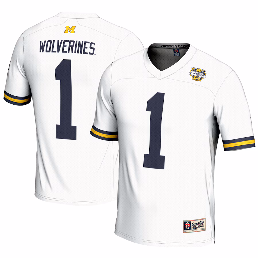Men's GameDay Greats #1 White Michigan Wolverines College Football Playoff 2023 National Champions Lightweight Fashion Jersey - Puhuasuan