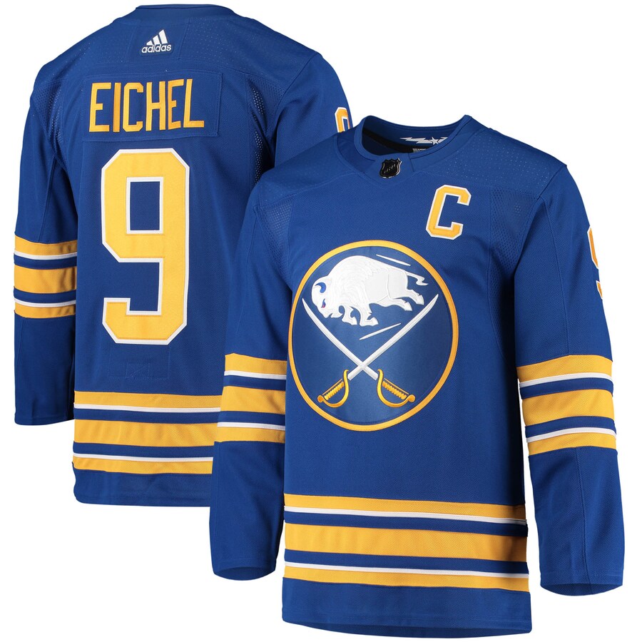 Men's Buffalo Sabres Jack Eichel adidas Royal Home Primegreen Authentic Pro Player Jersey - Puhuasuan