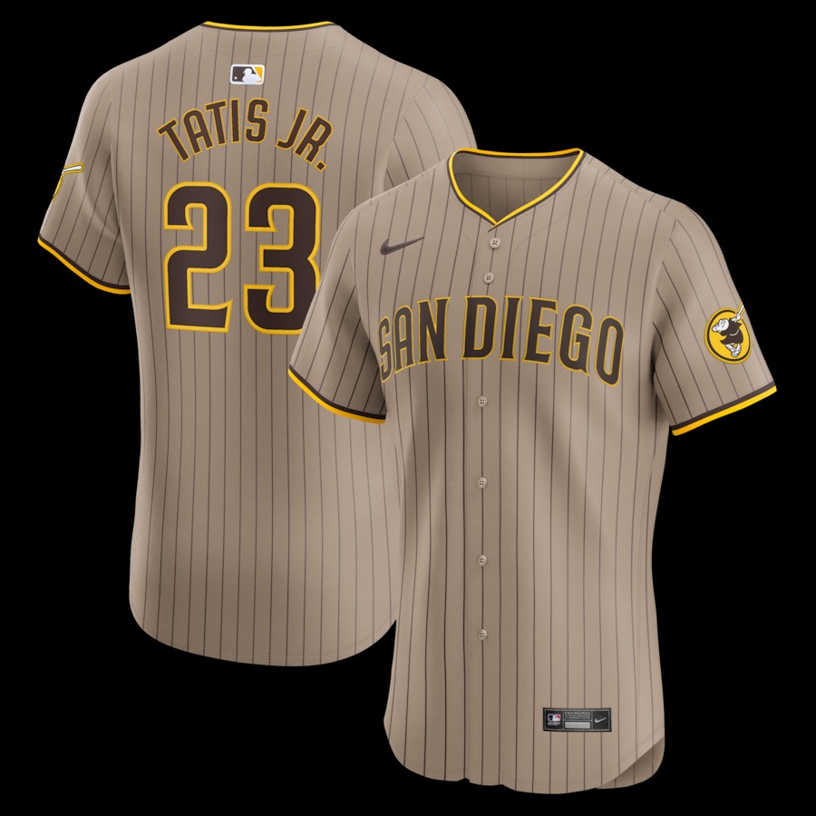 Men's San Diego Padres Fernando Tatis Jr. Nike Tan Alternate Elite Sponsor Patch Player Jersey - Puhuasuan
