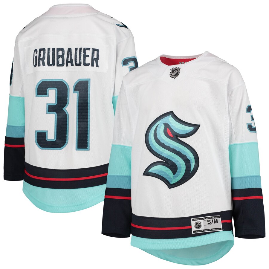 Youth Seattle Kraken Philipp Grubauer White Away Premier Player Jersey - Puhuasuan