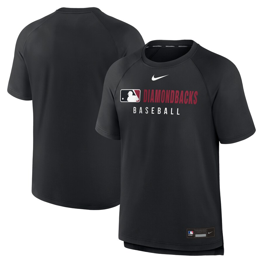 Men's Arizona Diamondbacks Nike Black Authentic Collection Pregame Raglan Performance T-Shirt - Puhuasuan