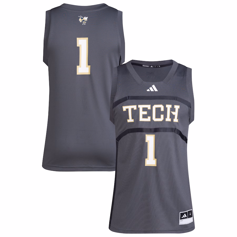 Men's adidas #1 Gray Georgia Tech Yellow Jackets Replica Swingman Jersey - Puhuasuan