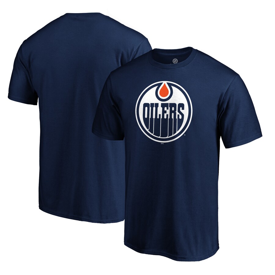 Men's Edmonton Oilers Navy Logo T-Shirt - Puhuasuan