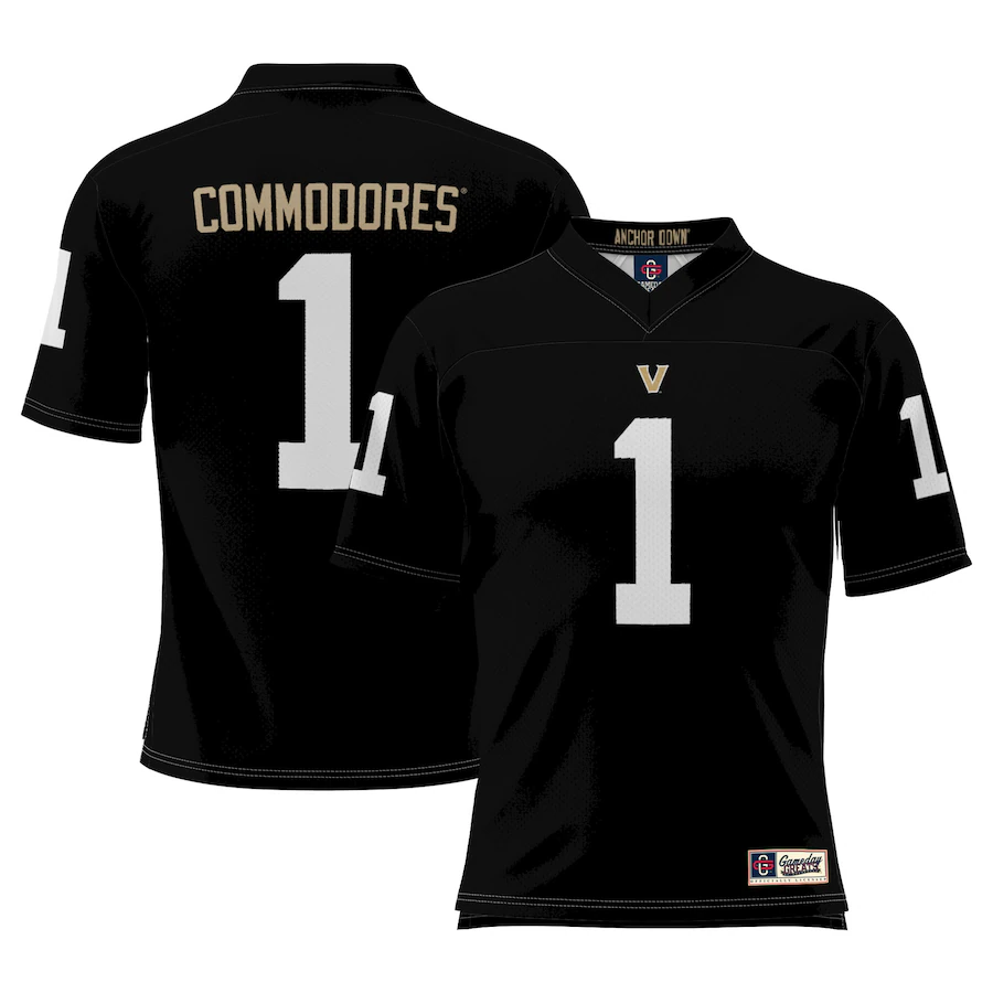 #1 Vanderbilt Commodores GameDay Greats Football Jersey - Black - Puhuasuan