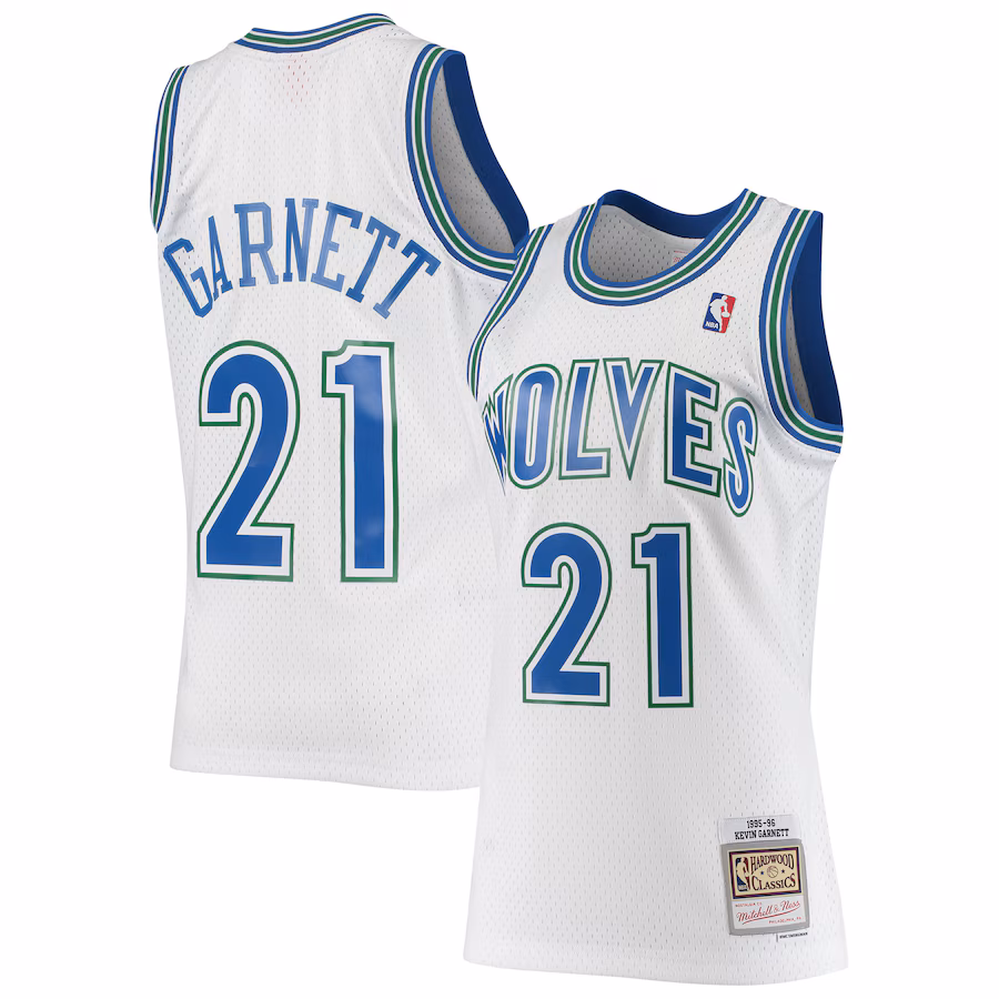 Men's Minnesota Timberwolves Kevin Garnett Mitchell & Ness White 1995/96 Hardwood Classics Swingman Jersey - Puhuasuan