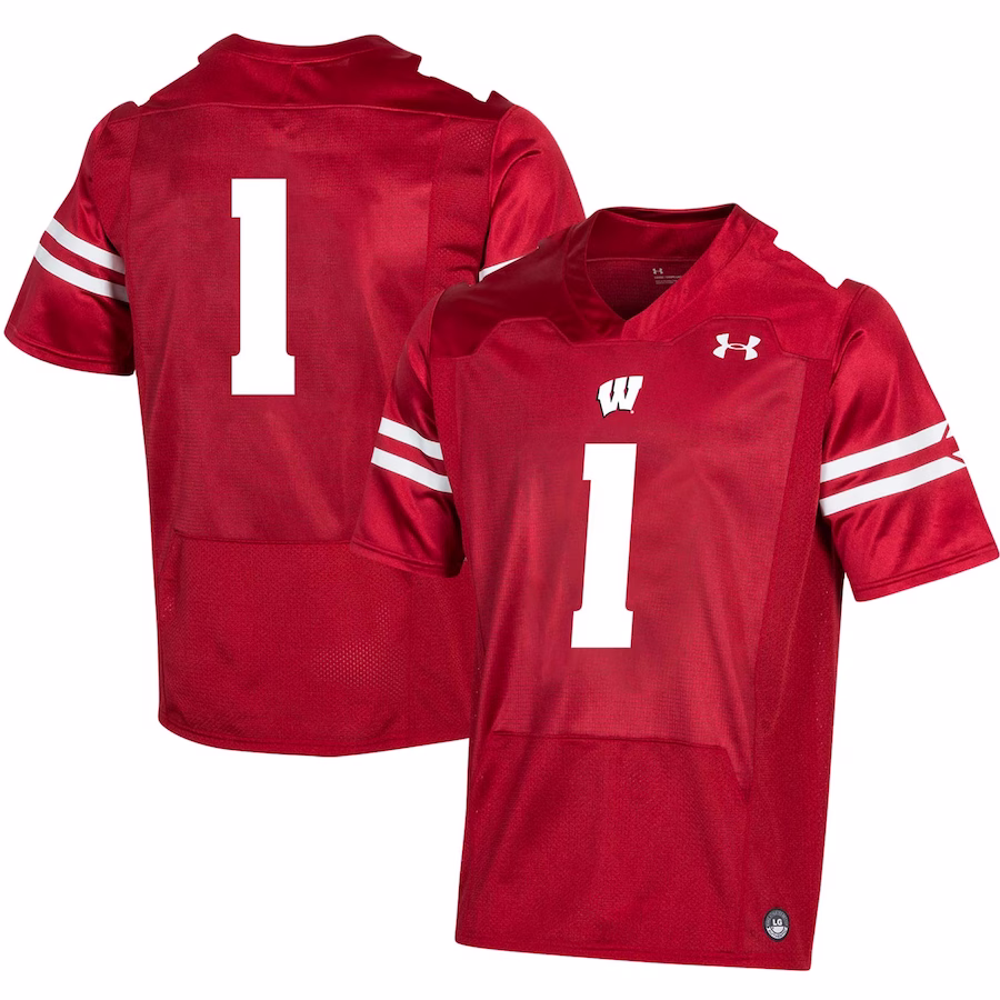 #1 Wisconsin Badgers Under Armour Replica Football Jersey - Red - Puhuasuan