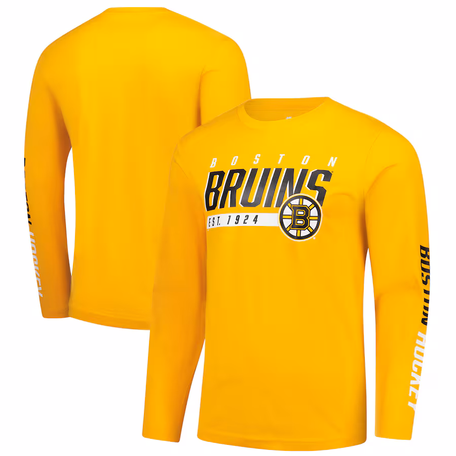 Men's Boston Bruins Fanatics Gold Long Sleeve T-Shirt - Puhuasuan