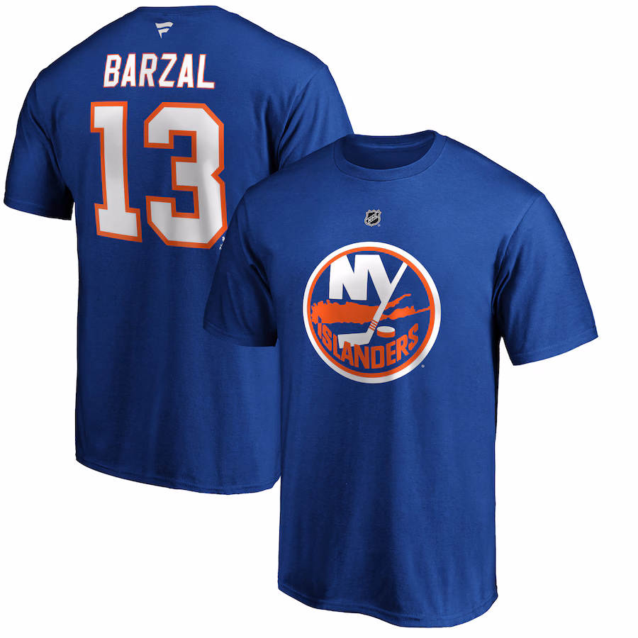 Men's New York Islanders Mathew Barzal Fanatics Royal Team Authentic Stack Name & Number T-Shirt - Puhuasuan