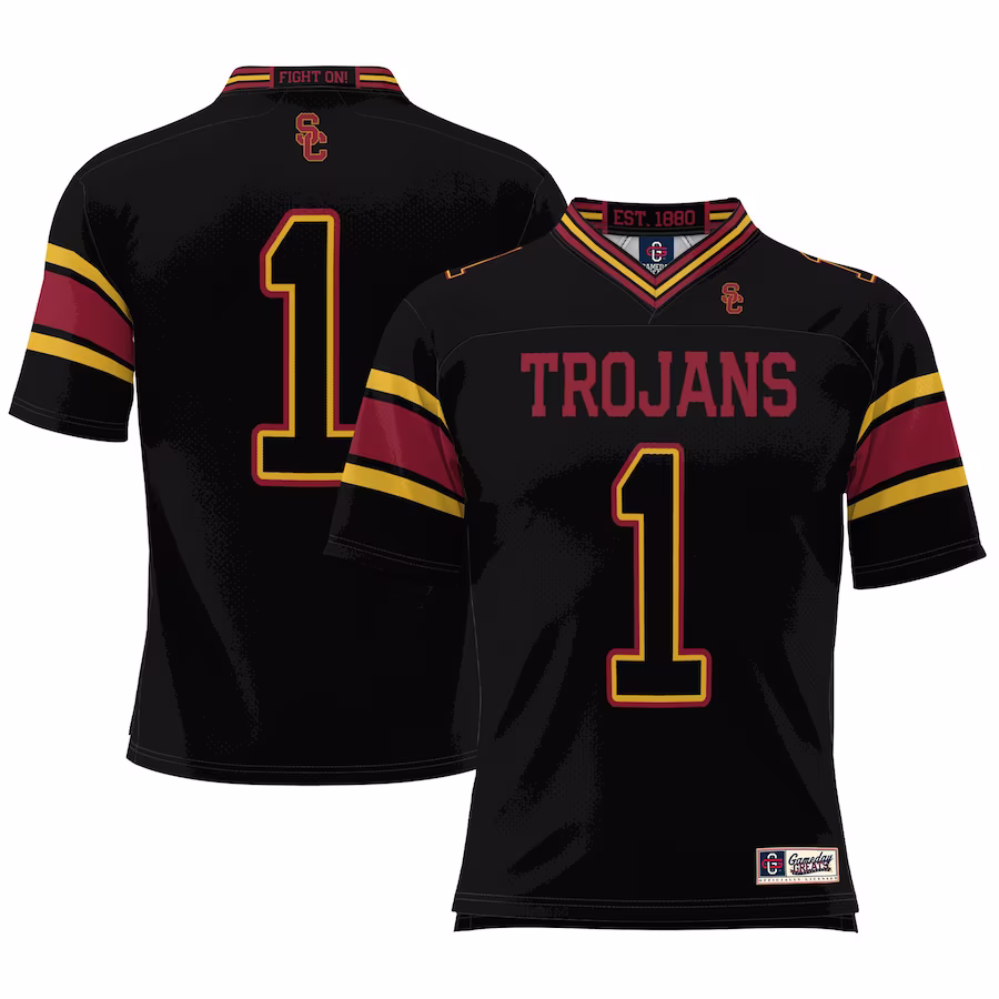#1 USC Trojans GameDay Greats Youth Football Jersey - Black - Puhuasuan