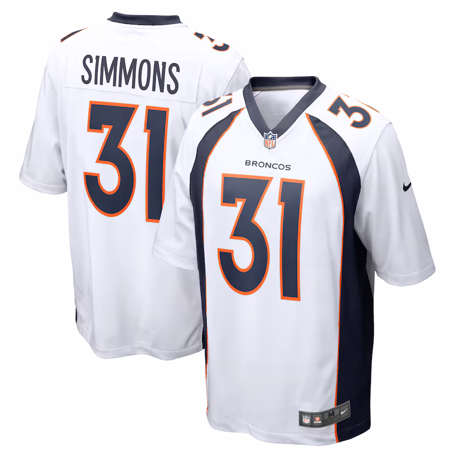 Men's Denver Broncos Justin Simmons Nike White Game Jersey - Puhuasuan