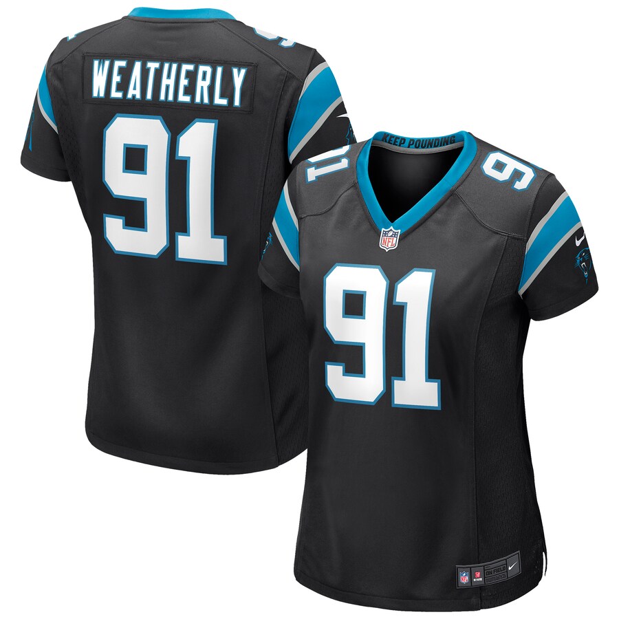 Women's Carolina Panthers Stephen Weatherly Nike Black Game Jersey - Puhuasuan