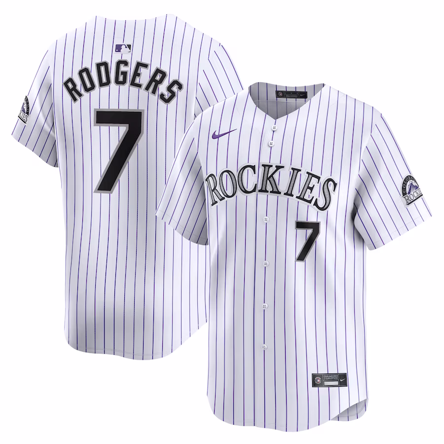 Men's Colorado Rockies Brendan Rodgers Nike White Home Limited Player Jersey - Puhuasuan