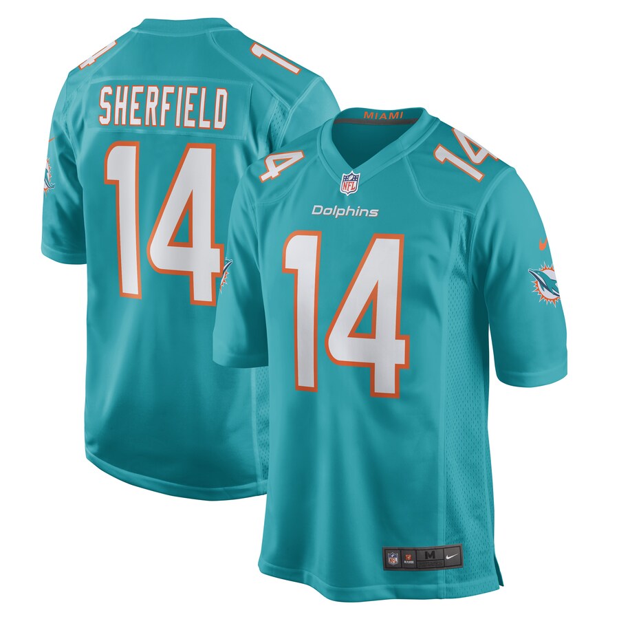 Men's Miami Dolphins Trent Sherfield Nike Aqua Game Player Jersey - Puhuasuan