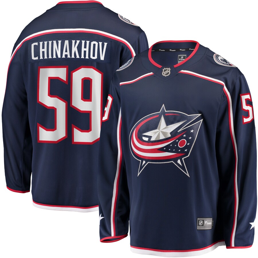 Men's Columbus Blue Jackets Yegor Chinakhov Fanatics Branded Navy Home Breakaway Player Jersey - Puhuasuan