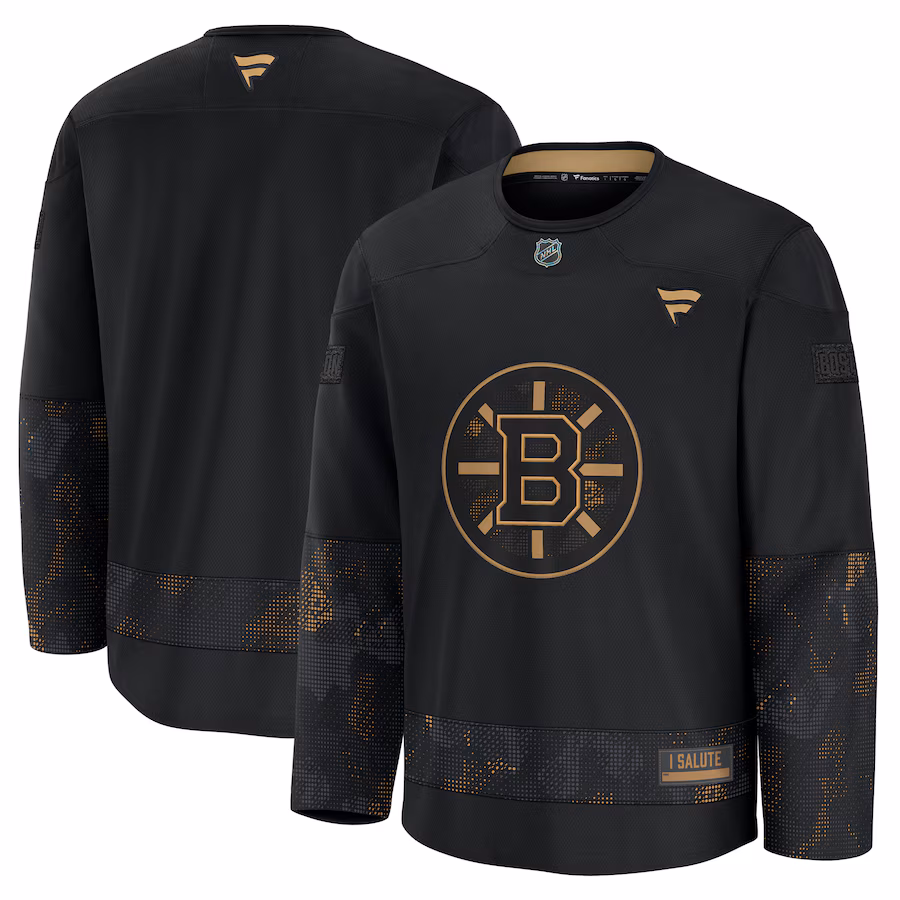 Men's Boston Bruins Fanatics Black 2024 Military Appreciation Practice Jersey - Puhuasuan