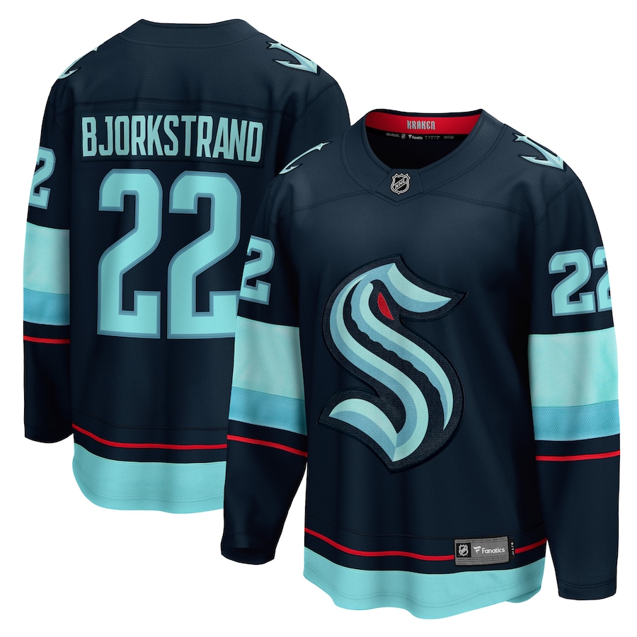 Men's Seattle Kraken Oliver Bjorkstrand Fanatics Deep Sea Blue Home Breakaway Player Jersey - Puhuasuan