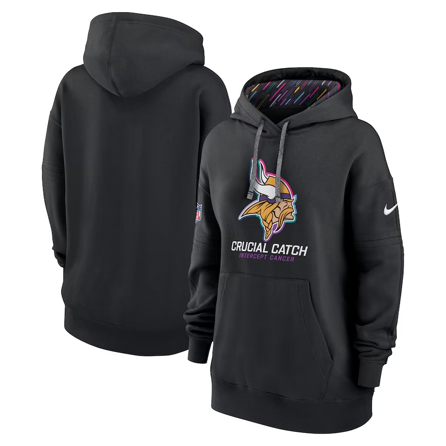 Women's Minnesota Vikings  Nike Black 2024 NFL Crucial Catch Club Pullover Hoodie - Puhuasuan
