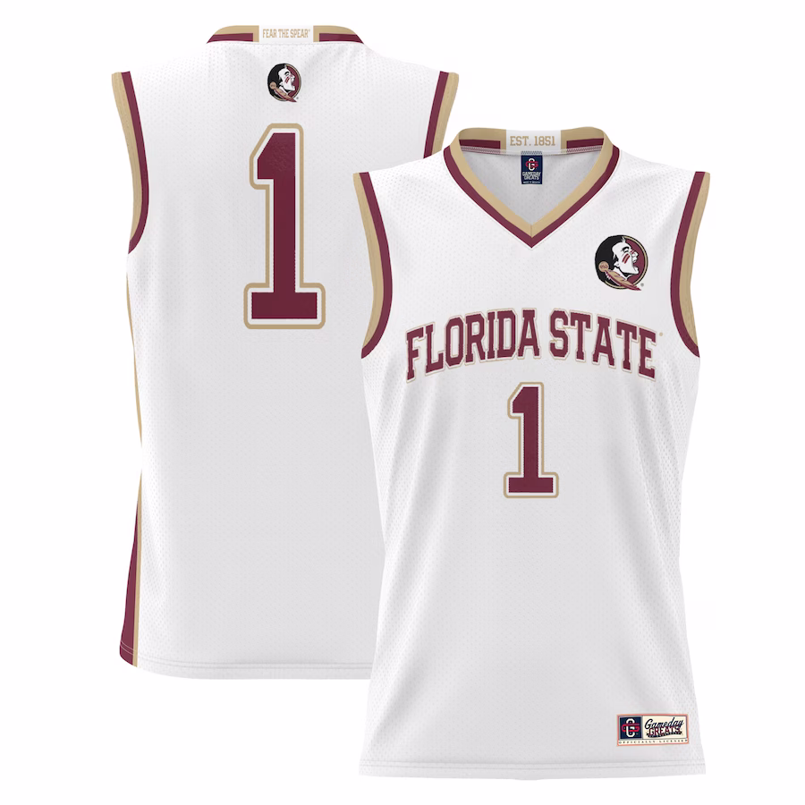 #1 Florida State Seminoles GameDay Greats Youth Lightweight Basketball Jersey - White - Puhuasuan