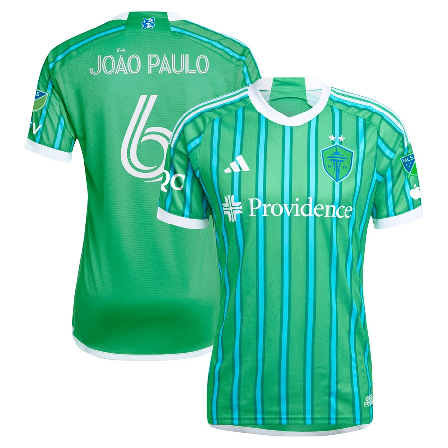 Men's Seattle Sounders FC Joao Paulo adidas Green 2024 The Anniversary Kit Authentic Player Jersey - Puhuasuan