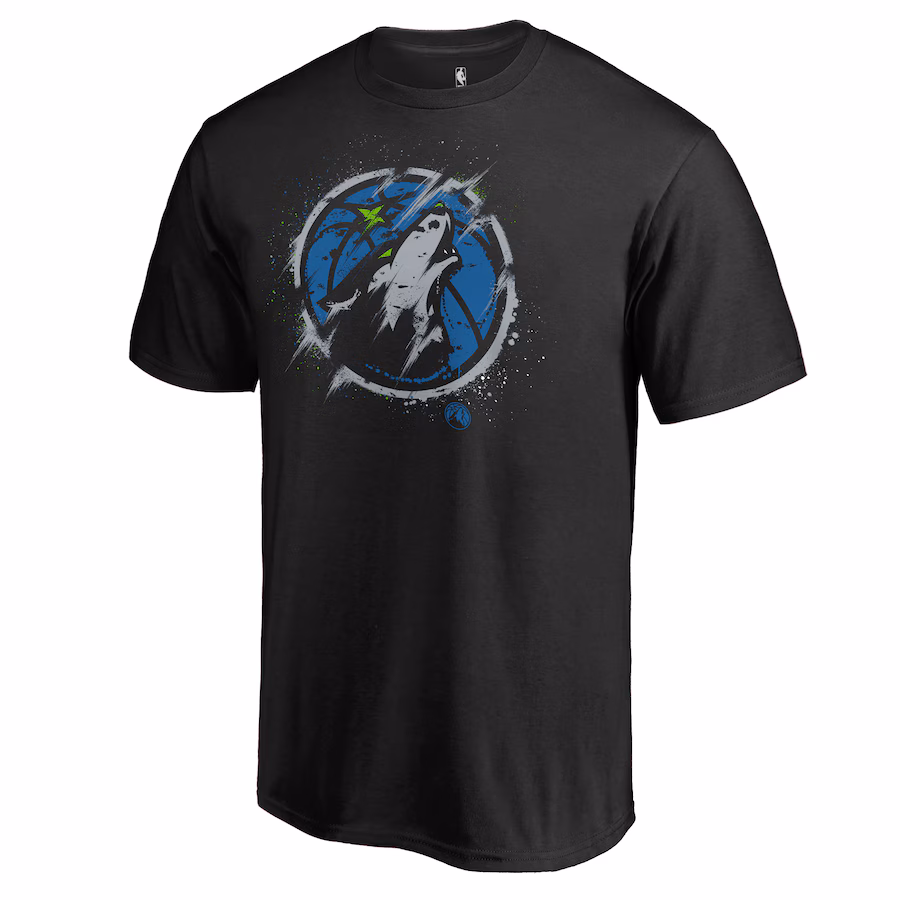 Men's Minnesota Timberwolves Black Splatter Logo T-Shirt - Puhuasuan