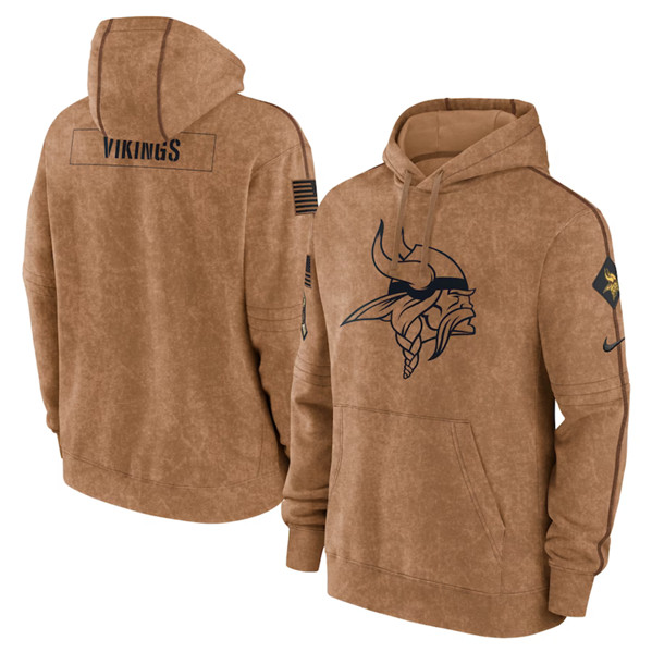 Men's Minnesota Vikings 2023 Brown Salute to Service Pullover Hoodie - Puhuasuan