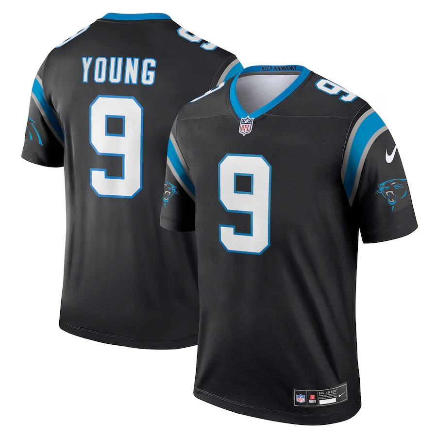 Men's Carolina Panthers Bryce Young Nike Black Team Legend Player Performance Top - Puhuasuan