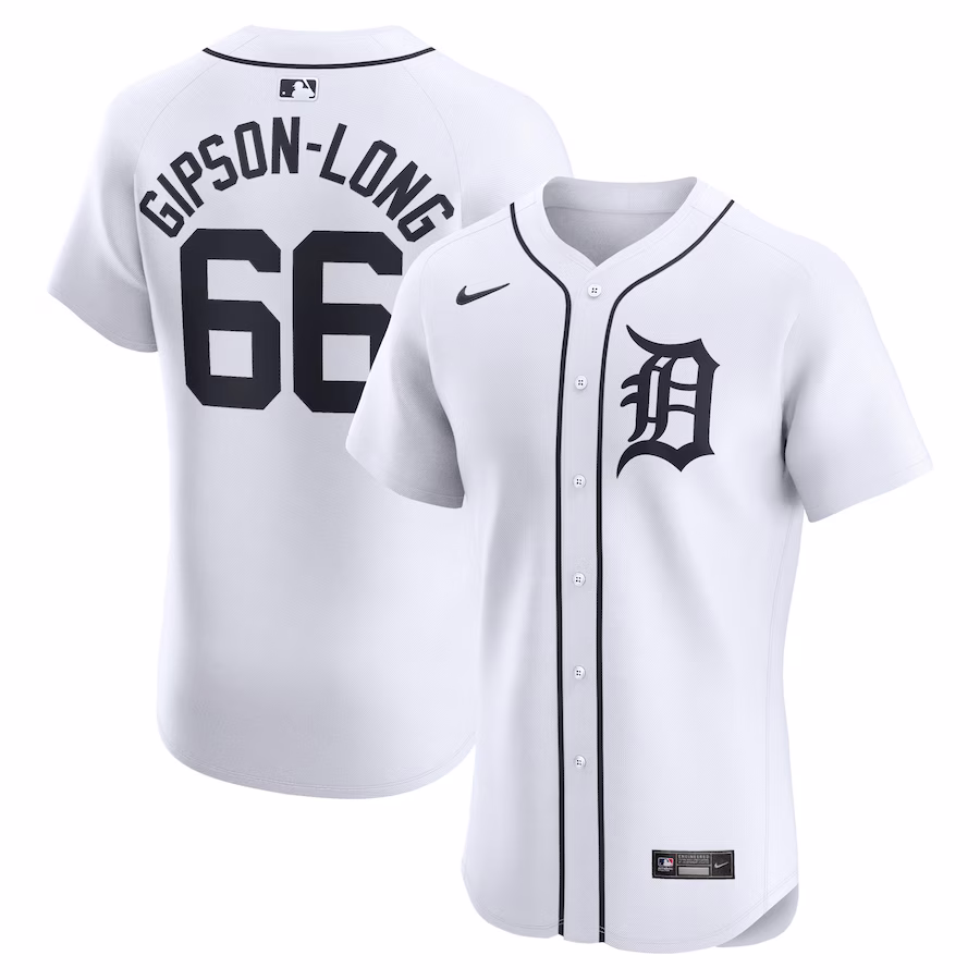 Men's Detroit Tigers Sawyer Gipson-Long Nike White Home Elite Player Jersey - Puhuasuan