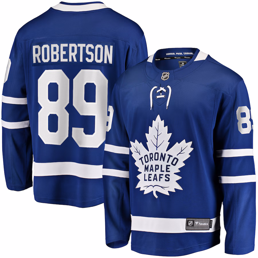 Men's Toronto Maple Leafs Nicholas Robertson Fanatics Blue Home Premier Breakaway Player Jersey - Puhuasuan