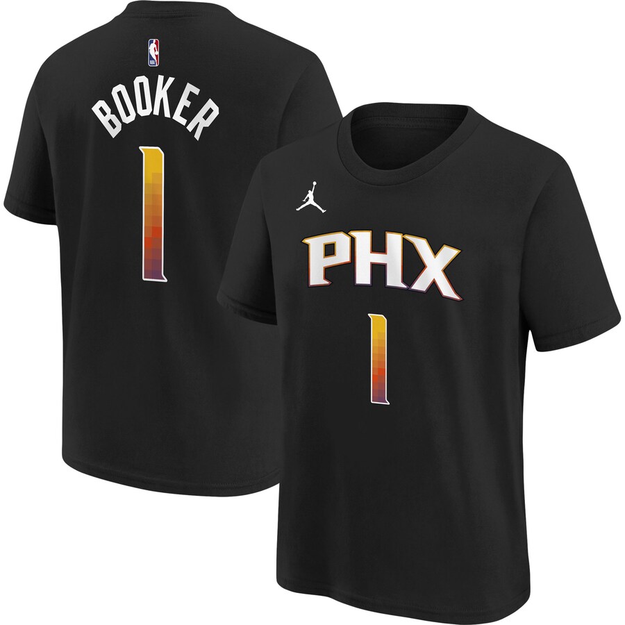 Youth Phoenix Suns Devin Booker Jordan Brand Black Statement Edition Name & Number Player T-Shirt - Puhuasuan