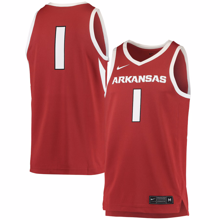 Men's Nike #1 Crimson Arkansas Razorbacks Replica Jersey - Puhuasuan