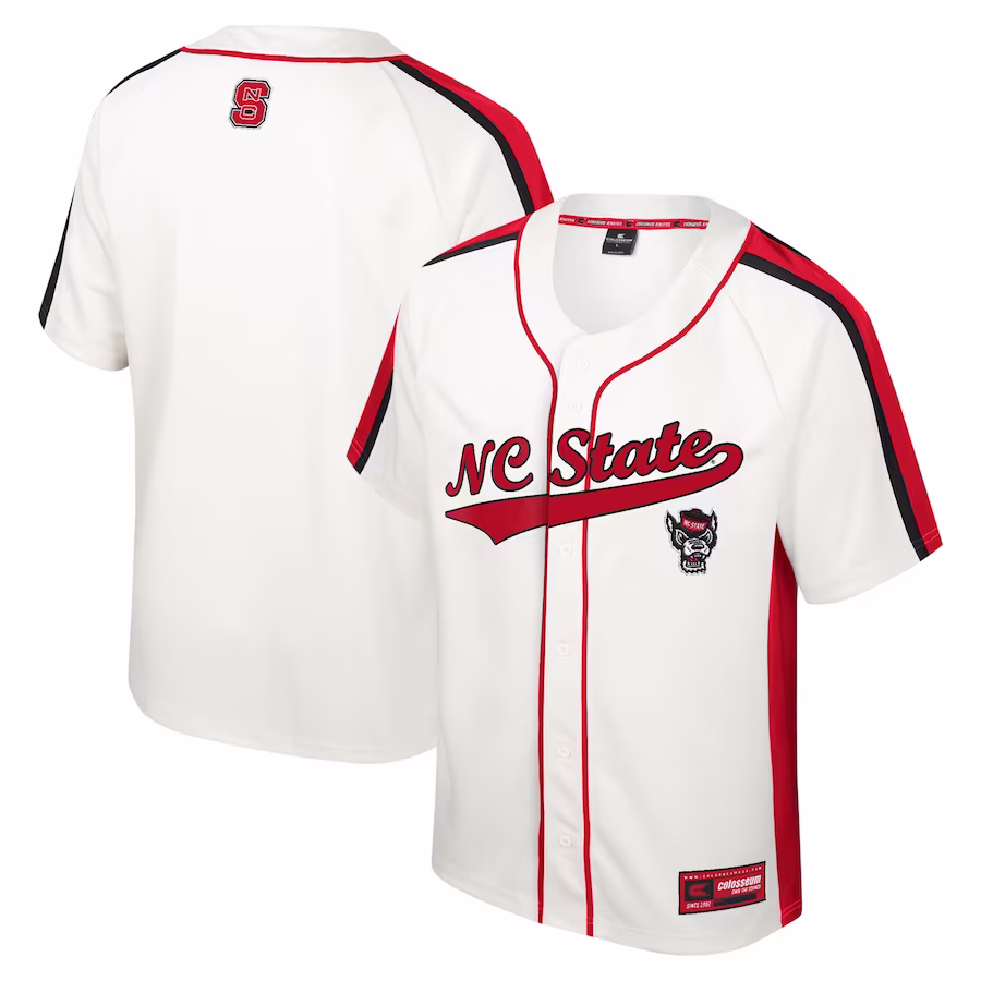 NC State Wolfpack Colosseum Ruth Button-Up Baseball Jersey - Cream - Puhuasuan