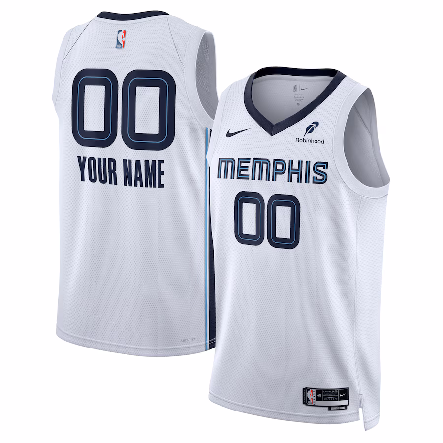 Unisex Memphis Grizzlies Nike White Custom Swingman Badge Jersey - Association Edition - Puhuasuan