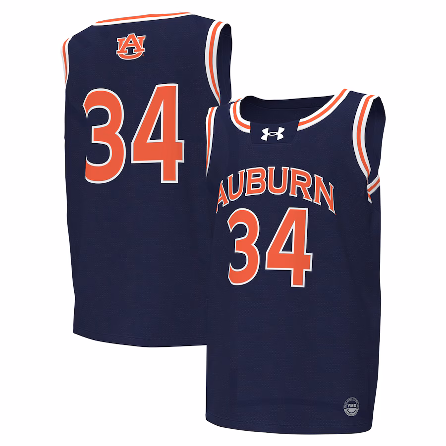 Youth Under Armour #34 Navy Auburn Tigers Replica Basketball Jersey - Puhuasuan