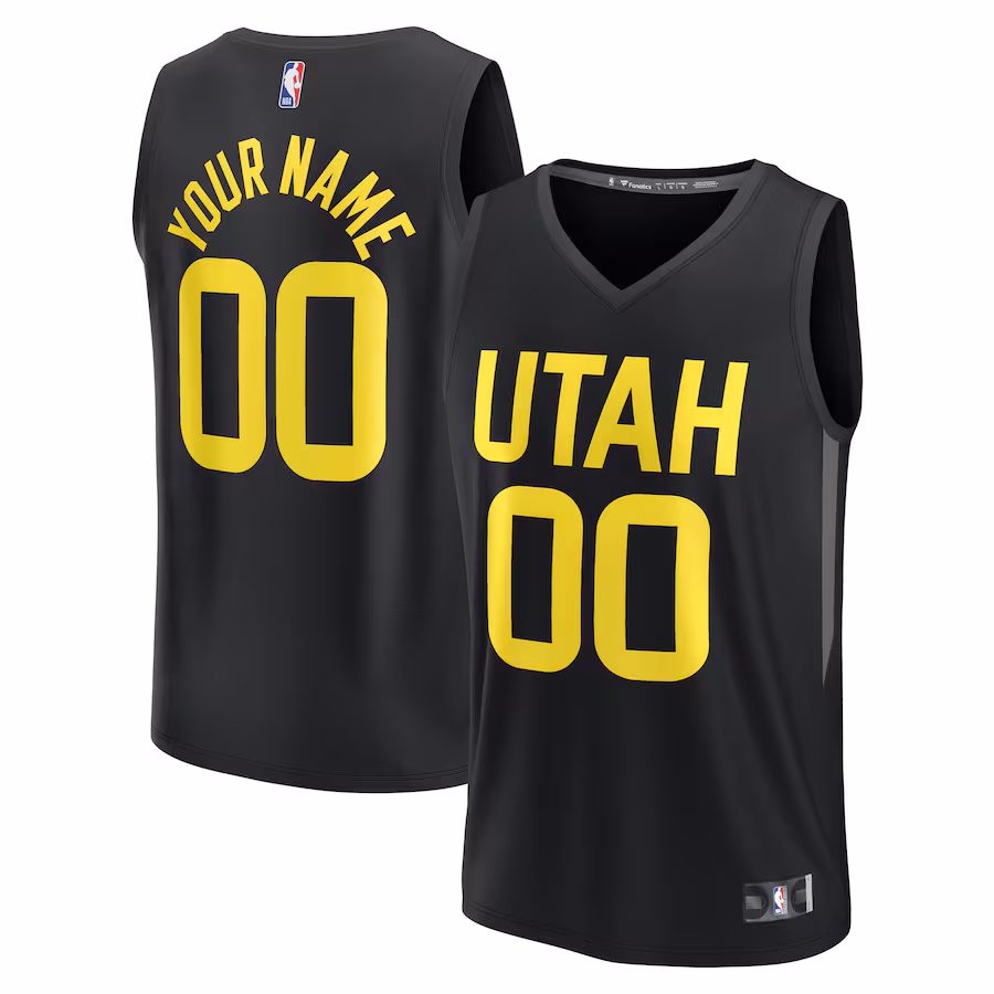 Men's Utah Jazz  Fanatics Black  Fast Break Custom Replica Jersey - Statement Edition - Puhuasuan