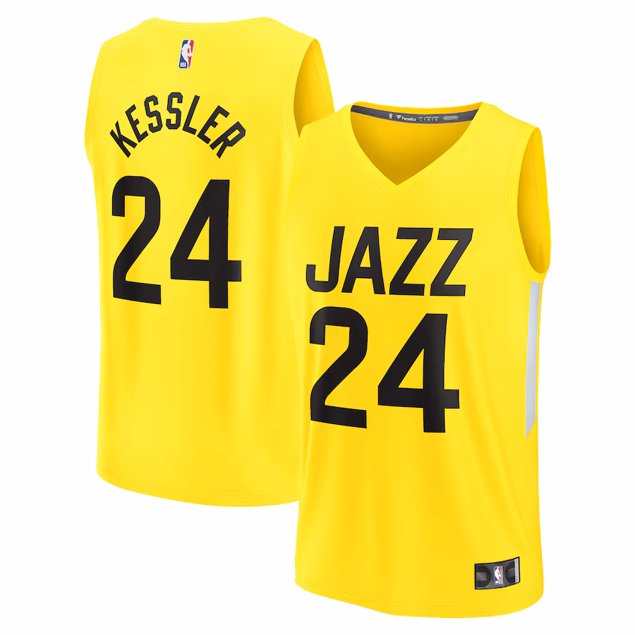 Men's Utah Jazz Walker Kessler Fanatics Yellow Fast Break Replica Player Jersey - Icon Edition - Puhuasuan