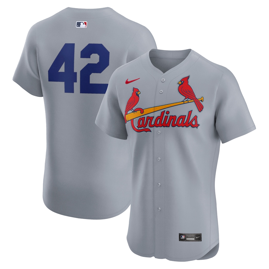 Men's St. Louis Cardinals Nike Gray Road 2024 Jackie Robinson Day Elite Jersey - Puhuasuan