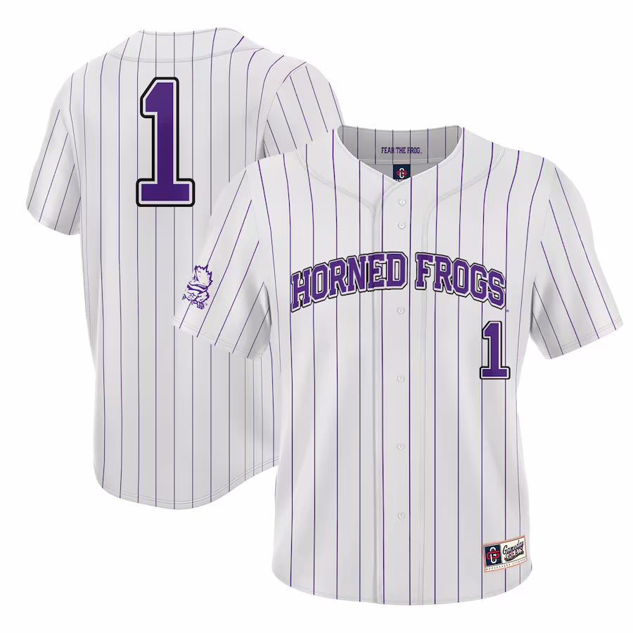 #1 TCU Horned Frogs GameDay Greats Lightweight Baseball Jersey - White - Puhuasuan