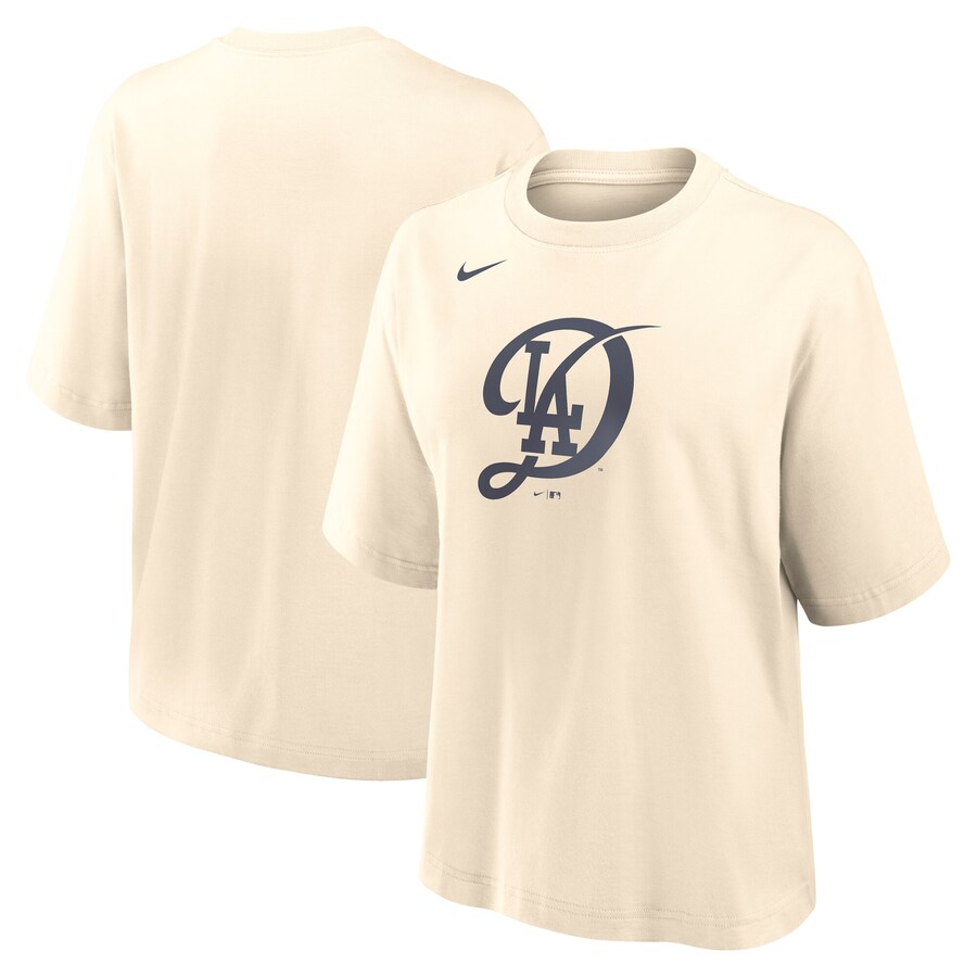 Women's Los Angeles Dodgers Nike Natural City Connect Logo Boxy T-Shirt - Puhuasuan