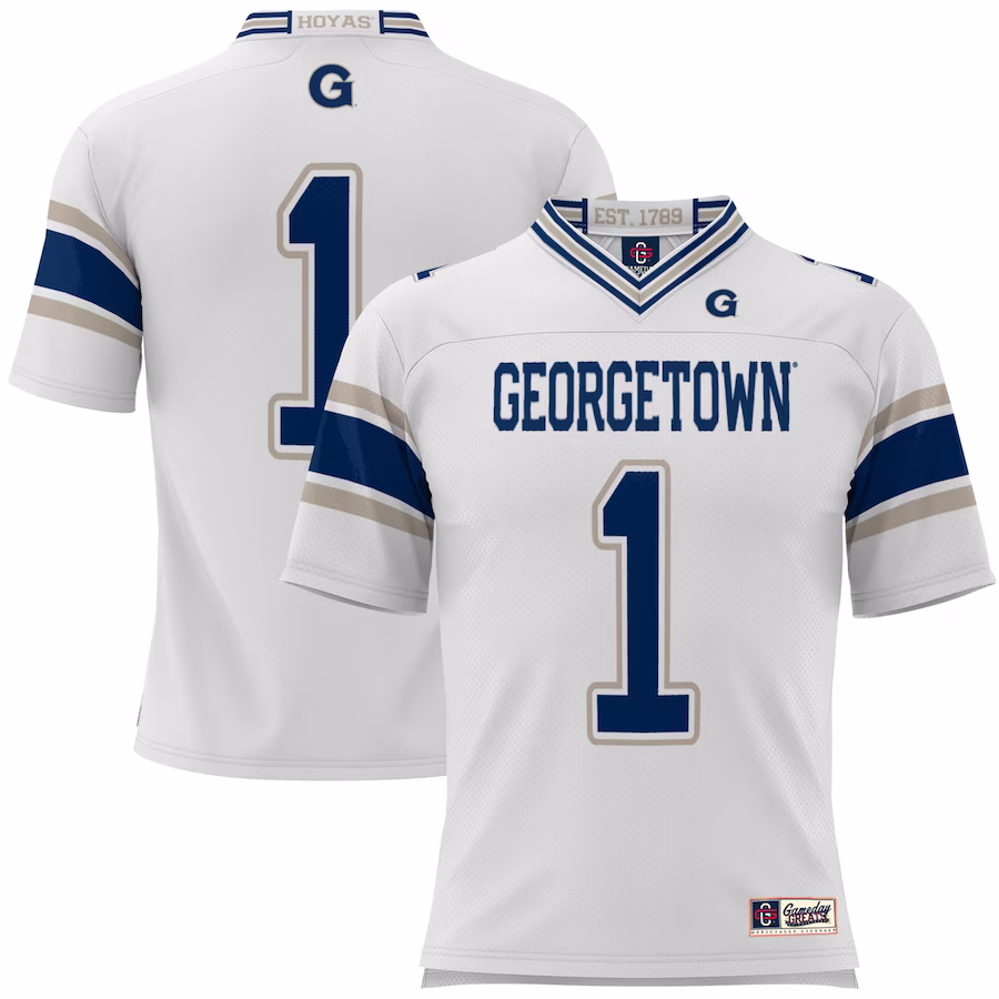 #1 Georgetown Hoyas GameDay Greats Youth Football Jersey - White - Puhuasuan
